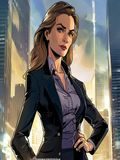 继母不简单漫画封面，职场强女性形象，继母西装笔挺站在都市背景前，气场强大