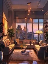 都市家庭情感漫画封面，现代公寓客厅家庭聚会场景，温暖灯光氛围